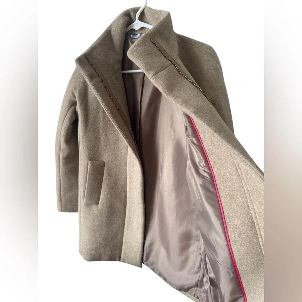 J. Crew Tan Beige Wool Blend City Coat Mid length Womens Sz 0P - Picture 8 of 11